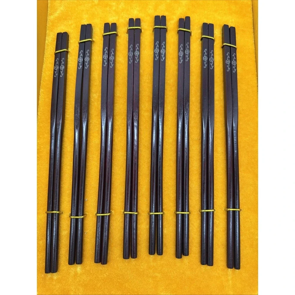Chinese Chopsticks‎ 8 Pairs Set Wooden in Gift Box New Gorgeous